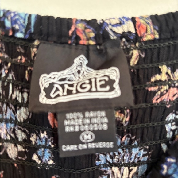 Angie Floral Flare Sleeve Blue Ruffle Smocked Boho Cottagecore Dress Size M - Picture 3 of 16